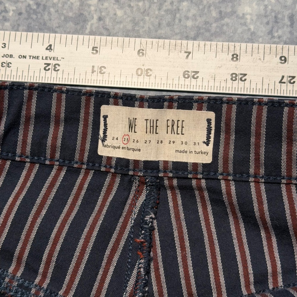 We The Free Free People Striped High Rise Skinny Pants Blue Red Size 25 - Picture 3 of 7